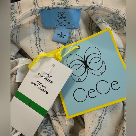 CeCe Women’s NWT Size Large Tie Front Floral Pattern Blouse - Picture 5 of 6